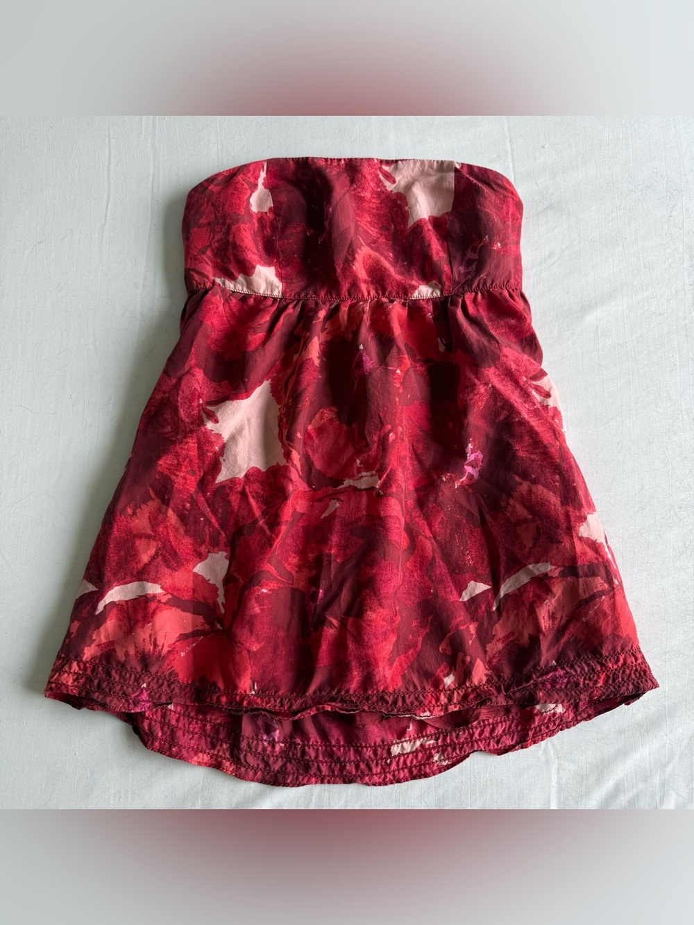 Banana Republic 100% silk floral print strapless top